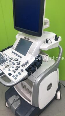 GE Logiq E9 Flat Screen Ultrasound Scanner Model 5205000-4 *S/N 99246US1* **Mfd 03/2010** Software Version R2.0.5 with Sony UP-D897 Digital Graphic Printer (Powers Up with Clicking Noise - 4 Transducers are Displayed when No Transducers are Connected - Di - 7