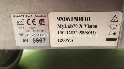 Esaote MyLAB70 XVision Ref 970 6150 010 *S/N 5967* **Mfd 2011** with 2 x Transducers / Probes (CA631 and EC1123) (Powers Up with Blank Screen - Damage to Machine See Pictures - Powers Up ) - 8