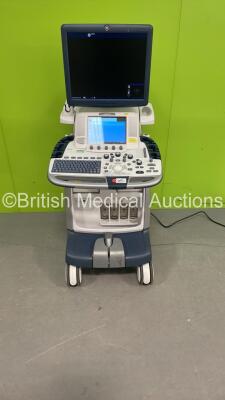 GE Logiq E9 Flat Screen Ultrasound Scanner Ref 5205000-8 *S/N 133191US7* **Mfd 10/2014** Software Version R5 Software Revision 1.3 with Sony UP-D898MD Digital Graphic Printer (Powers Up - Marks to Trims -See Pictures) ***IR857***