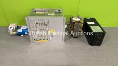 Mixed Lot Including Siemens Motor Ceiling Mount Part No 06572353, Siemens 3-Phase Transo 480V/400V12 Part No 3090404, Siemens DFC RTC Part No 7119261 and Siemens Acom UPS Floor Stand Part No 7556421 for SYMPHONY 1.5T (C8)