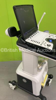 GE Logiq e Portable Ultrasound Scanner Ref 5446909 *S/N 373523WX0 * **Mfd 09/2014 ** Software Version R8.0.4 with 3 x Transducers / Probes (E8C-RS Ref 5318734 *Mfd 11/2013* / C1-5-RS Ref 5384874 *Mfd 08/2014* and 12L-RS Ref 5141337 *Mfd 12/2013*) on GE L - 12