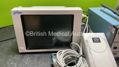 Mixed Lot Including 1 x Spacelabs Medical Model 90367 Patient Monitor Including ECG, SpO2, NIBP, T1-2 and Printer Options with 1 x AC Power Supply, 1 x 3 Lead ECG Lead and 1 x SpO2 Finger Sensor (No Power) 1 x Mira MD1000 Ophthalmic Micro Diathermy Unit w - 2