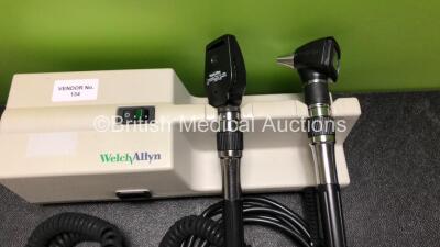 4 x Welch Allyn 767 Series Wall Mounted Transformer with 8 x Ophthalmoscope / Otoscope Handles and 8 x Attachments - 4