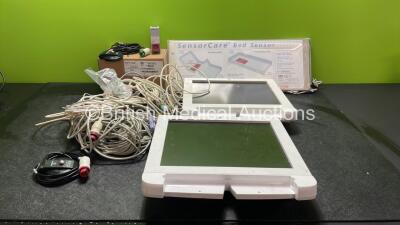 Mixed Lot Including 20 x Soft Cuff REF SFT-A2-2A Blood Pressure Cuffs (All Unused) 1 x Hewlett Packard PRESS Module, 1 x Sensor Care Bed Sensor, 2 x GE USE1503 Monitors, 2 x Neoventra TOCO Transducer / Probes and Various Patient Monitoring Cables