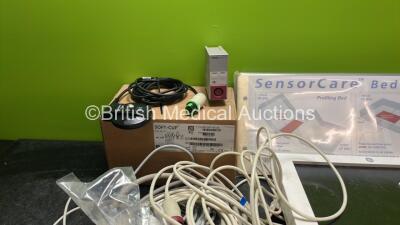 Mixed Lot Including 20 x Soft Cuff REF SFT-A2-2A Blood Pressure Cuffs (All Unused) 1 x Hewlett Packard PRESS Module, 1 x Sensor Care Bed Sensor, 2 x GE USE1503 Monitors, 2 x Neoventra TOCO Transducer / Probes and Various Patient Monitoring Cables - 4