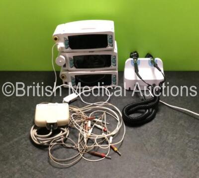 Mixed Lot Including 3 x Smiths Medical Oxi-Pulse Monitors, 1 x Nihon Kohden ECG Module and 1 x Welch Allyn Ref 408282 GS 777 Wall Transformer (Powers Up) with Power Supply and 2 x Ophthalmoscope / Otoscope Handles with Attachments *SN AL06060062 / AL07120