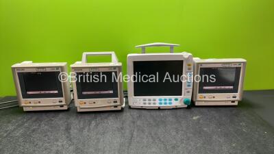 Job Lot of Patient Monitors Including 1 x Philips M3046A M3 Patient Monitor (Powers Up with Damage-See Photos) 2 x Philips M3046A M4 Patient Monitors (Both Power Up with Missing Handles-See Photos) 1 x GE F-FM-00 Patient Monitor (Powers Up with Blank Scre