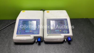 2 x B & D Electromedical Nippy 3+ Ventilators (Both Power Up, 1 with Alarm-See Photo)