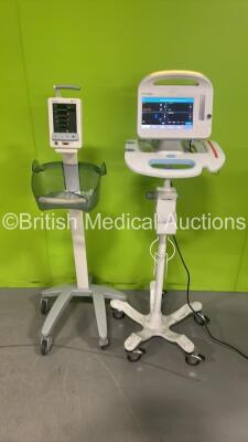 1 x Mindray Datascope Duo VItal Signs Monitor on Stand and 1 x Welch Allyn 6000 Series Vital Signs Monitor on Stand (Both Power Up)