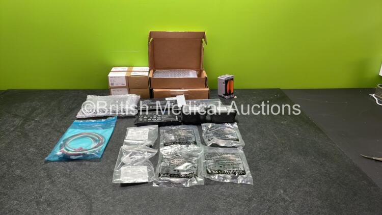 Mixed Lot Including 4 x Masimo Set LNCS TC-I Reusable Ear Sensor, 1 x 3 Lead ECG Lead, 4 x Sample Lines, 2 x Hydrophobic Disk Filters and Various Batteries *All Untested*