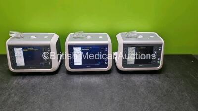 2 x Brease Medical Nippy 4+ Ventilators with SpO2 and CO2 Options and 1 x Nippy 4 Ventilator with SpO2 and CO2 Options (All Power Up) *gl*