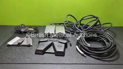 Job Lot Including 1 x Linvatec Hall Surgical Micro Choice Footswitch Ref 5020-053, 1 x Linvatec Pedal Footswitch, 1 x Stryker Footswitch 5100-8, 2 x Heraeus Palamix Foot Switches with 4 x Hoses and 1 x Biomet Ref 4232 Footswitch with 1 x Hose *SN 10280079