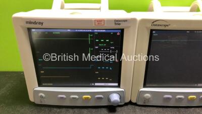 3 x Mindray Datascope Trio Patient Monitors Including ECG, SpO2, T1 and NIBP Options (All Power Up, 1 x Slight Damage to Casing, 1 x Missing Casing - See Photos) *RI* - 2