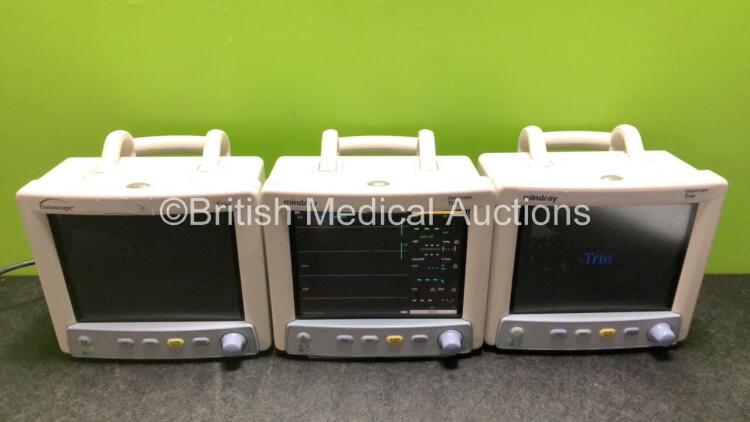 3 x Mindray Datascope Trio Patient Monitors Including ECG, SpO2, T1 and NIBP Options (All Power Up) *RI*