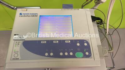 ECG Lead and 1 x Nihon Kohden ECG-9022K Cardiofax GEM Electrocardiograph Machine on Stand with 1 x 10 Lead ECG Lead (Powers Up) *02876* - 2