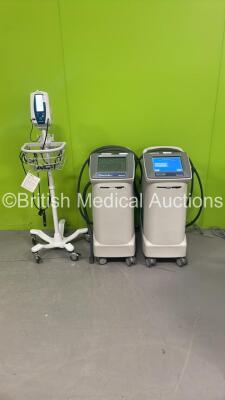 2 x Medivance Arctic Sun Temperature Management Systems with Hoses and 1 x Welch Allyn SPOT Vital Signs Monitor on Stand (All Power Up) *S/N 2080 / 2085*