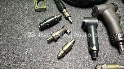 Job Lot Including 1 x Howmedica Pneumatic Handpiece, 1 x Hose, 2 x Battery Assy's, 2 x Chuck Keys and Various Attachments - 3