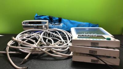 Mixed Lot Including 1 x Sager Emergency Traction Splint, 2 x Carefusion Alaris CC Infusion Pumps (Both Power Up with Blank Display-See Photos) 1 x LidCO Monitor (Powers Up) 3 x Datex Ohmeda S/5 Monitors (All Spares and Repairs) 8 x Hoses