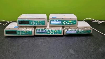 5 x B Braun Infusomat Space Pumps with 4 x AC Power Supplies (All Power Up) (1 x No Power, 1 x Missing Cover On Rear of Unit) *SN 89194 / 43230 / 295645 / 14628 / 89487*