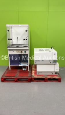 Labcaire Chemical Dispensing Station with 2 x Labcaire Aura 250E Fume Cabinets (All Power Up)