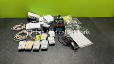 Mixed Lot Including 1 x Rimmer Brothers 708 Cautery Unit with Handpiece, 3 x Medpage Seizure Movement Monitors, 1 x Rutter RS8 Constant Current Nerve Stimulator, 3 x Medpage MPPLV3 Pagers with 2 x Pager Alarms and 2 x Pager Receivers and Various Enraf Non