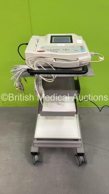 GE MAC 1200ST ECG Machine on Stand with 10 Lead ECG Leads (Powers Up)