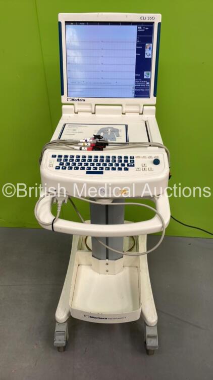 Mortara ELI 350 ECG Machine on Stand with 10 Lead ECG Leads (Powers Up)