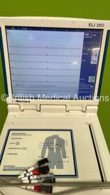 Mortara ELI 350 ECG Machine on Stand with 10 Lead ECG Leads (Powers Up) - 2