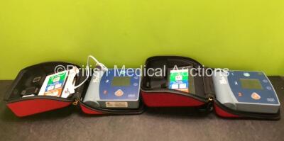 2 x Philips Heartstart FR2+ Defibrillators in Carry Cases with 1 x Philips M386A Battery and 1 x Skintact Electrode Pack *Expired* (Both Power Up)