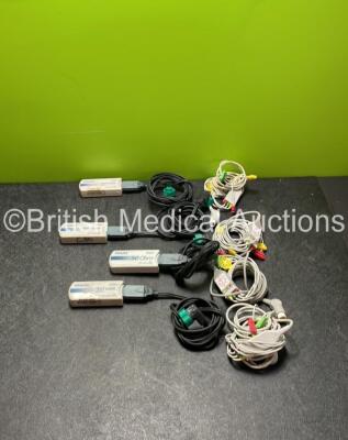 4 x Philips Heartstart XL Defibrillators Including ECG and Printer Options with 4 x Paddle Leads, 4 x Philips M3725A Test Loads and 4 x 3 Lead ECG Leads (3 Power Up, 1 No Power) *SN US00461024, US00601962, US00468997, US00594784* - 7