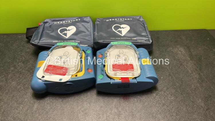 2 x Philips Heartstart Training Defibrillators in Carry Bags