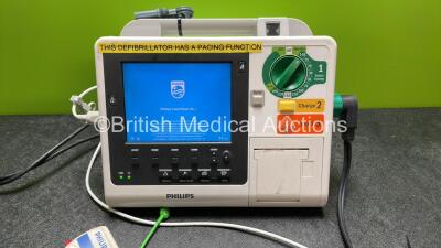 Philips Heartstart XL+ Defibrillator Including Pacer, ECG and Printer Options with 1 x Paddle Lead, 1 x Philips M3725A Test Load, 1 x Philips 989803167281 Battery and 1 x 3 Lead ECG Lead (Powers Up) *Mfd 07-2015* *SN US71514662* - 2