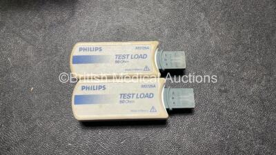 2 x Philips Heartstart MRx Defibrillators Including ECG and Printer Options with 2 x Paddle Leads, 2 x 3 Lead ECG Leads, 2 x Philips M3725A Test Loads and 2 x Philips M3539A Modules (Both Power Up) - 5