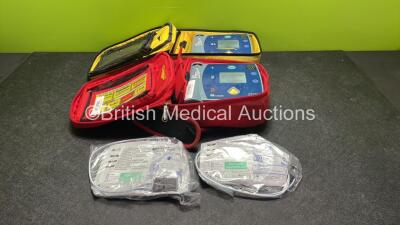 2 x Laerdal Heartstart FR2+ Defibrillators with 2 x Philips M3863A Batteries *Install Dates 02-2022, 11-2023* 2 x Skintact Electrodes in Carry Bags (Both Power Up and Pass Self Tests) *SN 0207225913, 0307227374*