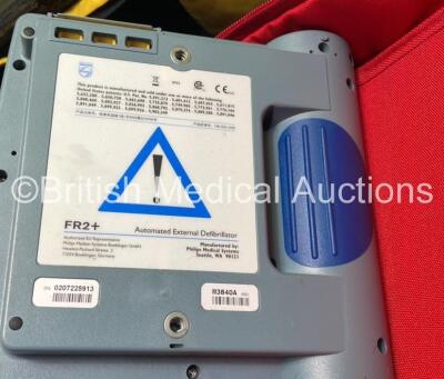 2 x Laerdal Heartstart FR2+ Defibrillators with 2 x Philips M3863A Batteries *Install Dates 02-2022, 11-2023* 2 x Skintact Electrodes in Carry Bags (Both Power Up and Pass Self Tests) *SN 0207225913, 0307227374* - 5