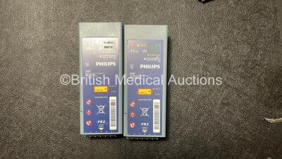 2 x Philips Heartstart FR2+ Defibrillators with 2 x Philips M3863A Batteries *Install Dates 11-2020, 01-2023* 2 x Skintact Electrodes in Carry Bags (Both Power Up and Pass Self Tests) *SN 1207267080, 1110990907* - 4