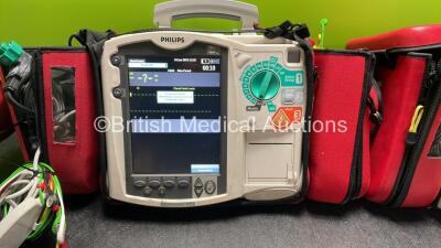 1 x Philips Heartstart MRx Defibrillator Including Pacer, ECG and Printer Options, 1 x Philips Heartstart MRx Defibrillator Including ECG and Printer Options, 1 x Philips M3539A Module, 1 x Philips M3538A Batteries, 2 x Paddle Leads, 2 x 3 Lead ECG Leads, - 2