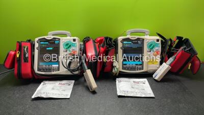 2 x Philips Heartstart MRx Defibrillators Including Pacer, ECG and Printer Options with 2 x Philips M3539A Modules, 1 x Philips M3538A Batteries, 2 x Paddle Leads, 2 x Skintact Electrodes *Both In Date* 2 x 3 Lead ECG Leads and 2 x Philips M3725A Test Loa