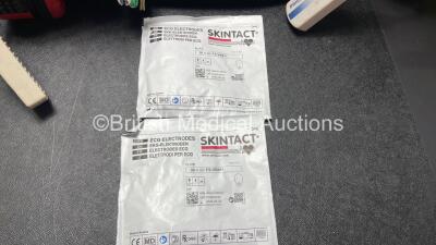 2 x Philips Heartstart MRx Defibrillators Including Pacer, ECG and Printer Options with 2 x Philips M3539A Modules, 1 x Philips M3538A Batteries, 2 x Paddle Leads, 2 x Skintact Electrodes *Both In Date* 2 x 3 Lead ECG Leads and 2 x Philips M3725A Test Loa - 8