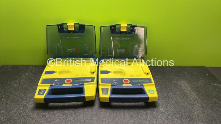 2 x Cardiac Science Powerheart AED G3 Defibrillators with 2 x Batteries (Both Power Up)