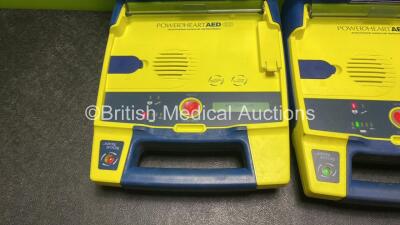 2 x Cardiac Science Powerheart AED G3 Defibrillators with 2 x Batteries (Both Power Up) - 3