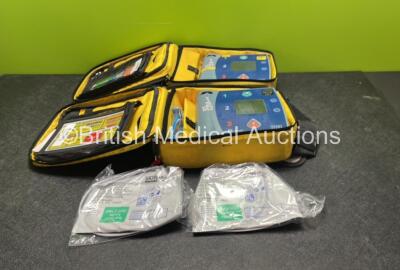 2 x Laerdal Heartstart FR2+ Defibrillators with 2 x Philips M3863A Batteries *Install Dates 11-2020, 12-2020* 2 x Skintact Electrodes in Carry Bags (Both Power Up and Pass Self Tests) *SN 051801553, 0307227461*