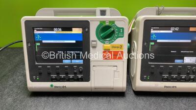 2 x Philips Heartstart XL+ Defibrillators Including ECG and Printer Options (Both Power Up) - 2