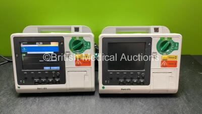 1 x Philips Heartstart XL+ Defibrillator Including Pacer,  ECG and Printer Options; 1 x Philips Heartstart XL+ Defibrillator Including ECG and Printer Option (1 Powers Up, 1 No Power)