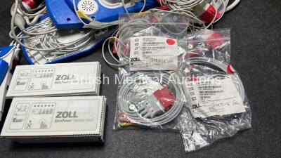 Job Lot of Zoll Accessories Including Zoll X Series End Covers, Zoll 3 Lead ECG Leads and 2 x Zoll Sure Power Batteries - 3