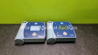 Job Lot Including 1 x Laerdal Heartstart FR2 Defibrillator (Powers Up and Passes Self Test) 1 x Laerdal Heartstart FR2+ Defibrillator (Powers Up and Failed Self Test) and 2 x Philips M3863A Batteries *Install Before 07-2019 / 10-2024*