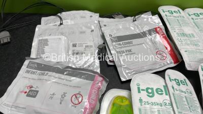 Mixed Lot Including 10 x Physio Control Adult Defibrillation Pads *All Unused and Out of Date* 1 x Physio Control Infant / Child Defibrillation Pads *Out of Date* 10 x Intersurgical i-gel Supraglottic Airway Devices *All U used and Out of Date* - 2