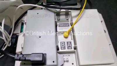 2 x Philips Heartstart MRx Defibrillators Including Pacing, ECG and Printer Options with 2 x Paddle Leads, 2 x Philips M3725A Test Loads, 2 x 3 Lead ECG Leads, 2 x Philips M3538A Batteries and 2 x Philips M3539A Modules (Both Power Up) *SN US000333081 / U - 6