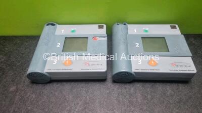 2 x Hewlett Packard Heartstream Semi-Automatic Defibrillators ( Both No Power Damage to Casing - See Phtoto)