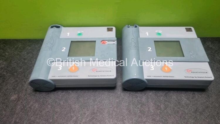 2 x Hewlett Packard Heartstream Semi-Automatic Defibrillators ( Both No Power Damage to Casing - See Phtoto)